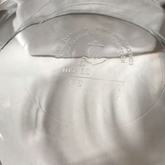 Anchor Hocking VTG 2 qt 2L 9" Casserole Clear Glass Baking Dish handles No Lid - Picture 3 of 7